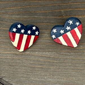American flag heart earrings
